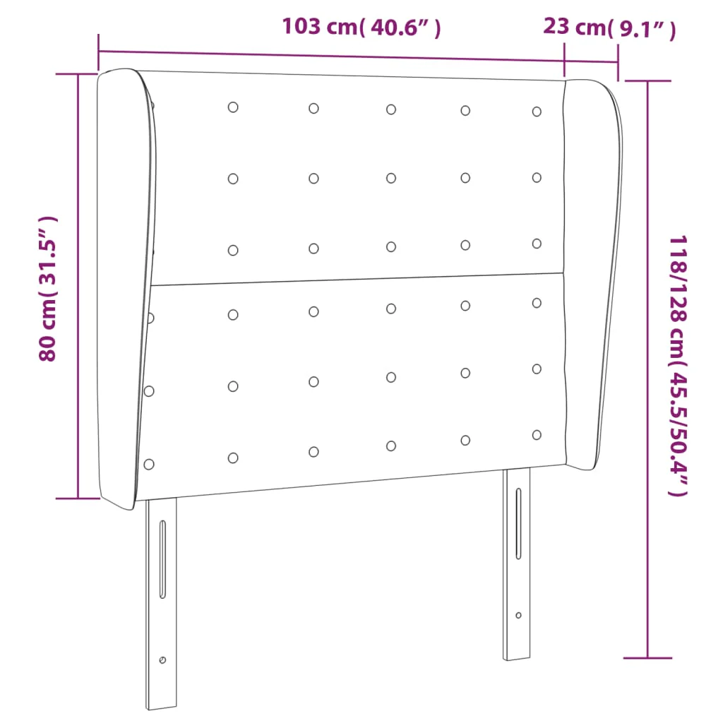 sengegavl med kanter 103x23x118/128 cm stof blå - Image 8