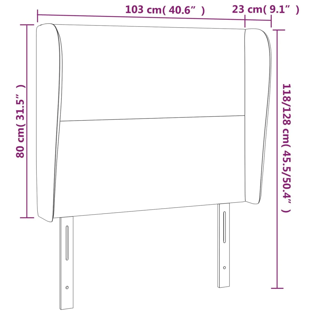 sengegavl med kanter 103x23x118/128 cm stof blå - Image 8