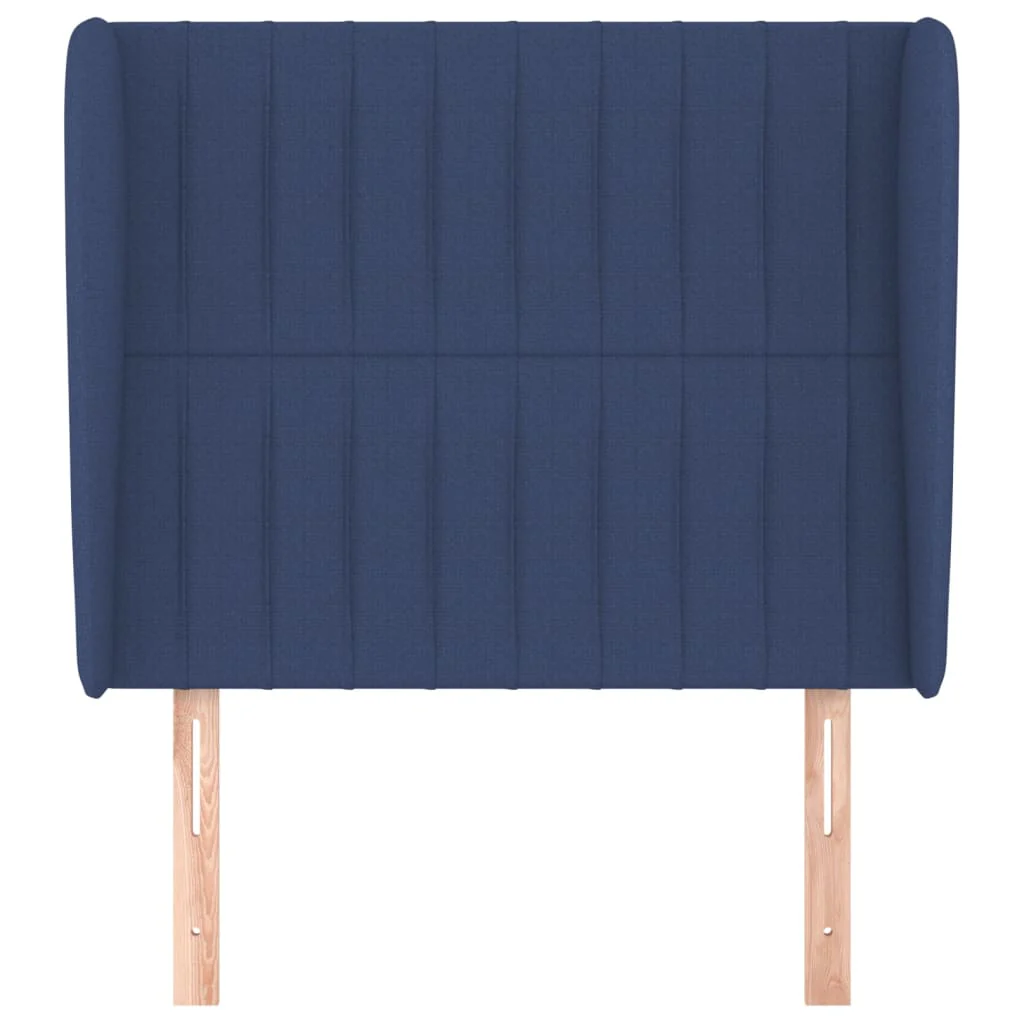 sengegavl med kanter 103x23x118/128 cm stof blå - Image 3