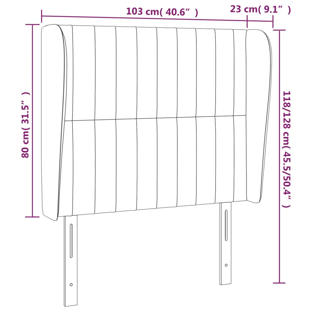 sengegavl med kanter 103x23x118/128 cm stof blå - Image 8