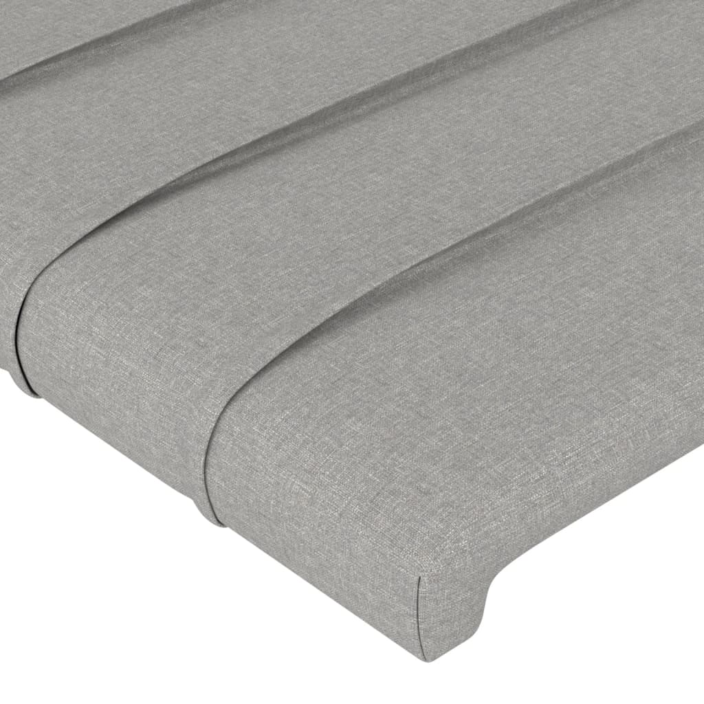 sengegavl med kanter 103x23x118/128 cm stof lysegrå - Image 5