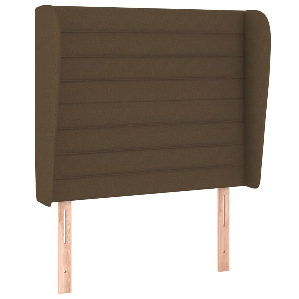 sengegavl med kanter 103x23x118/128 cm stof mørkebrun - Image 2
