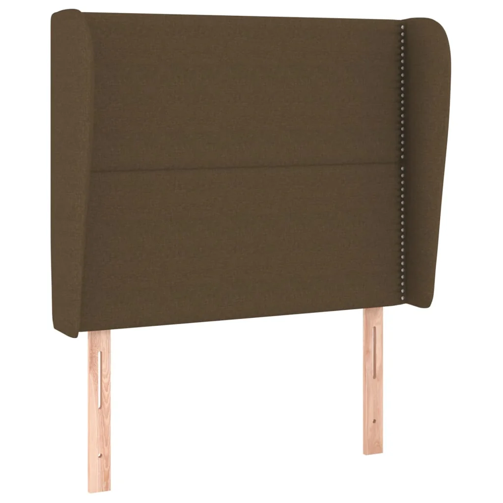 sengegavl med kanter 103x23x118/128 cm stof mørkebrun - Image 2