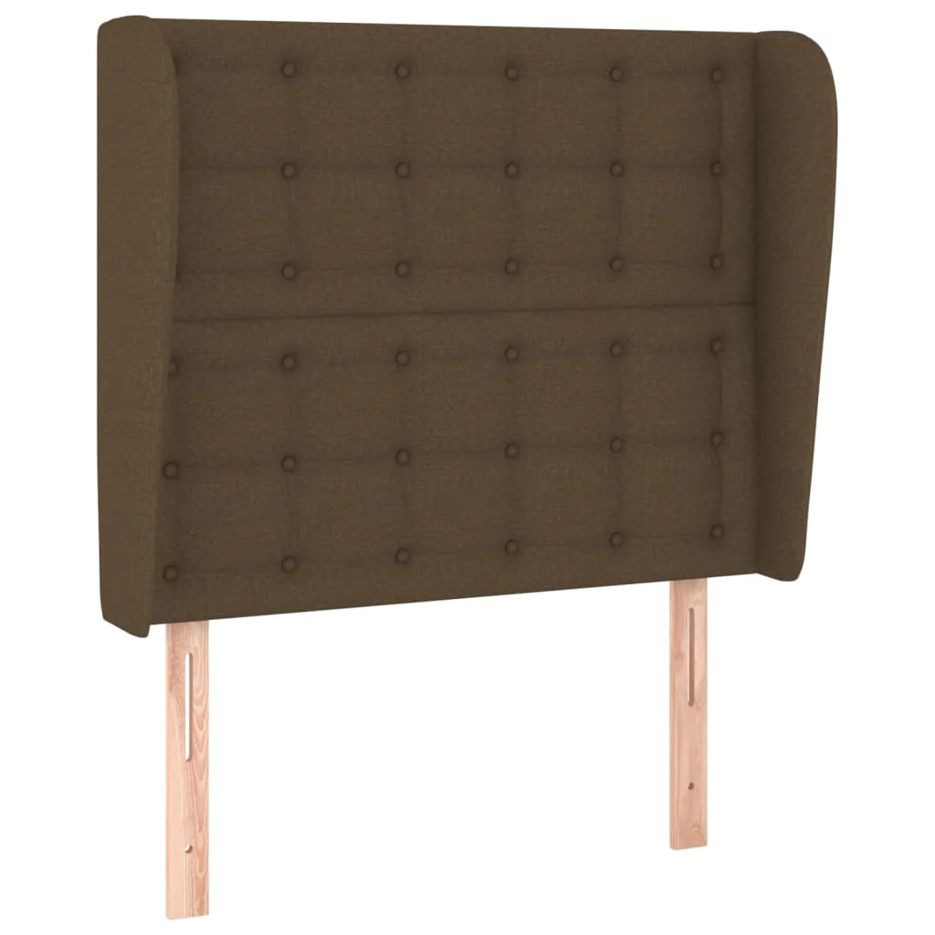 sengegavl med kanter 103x23x118/128 cm stof mørkebrun - Image 2
