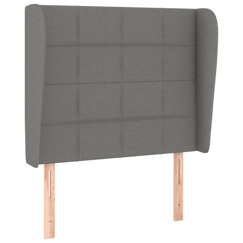 sengegavl med kanter 103x23x118/128 cm stof mørkegrå - Image 2
