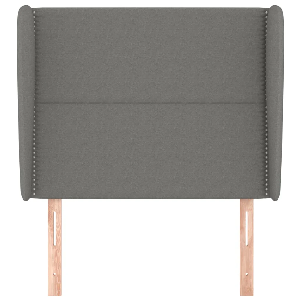 sengegavl med kanter 103x23x118/128 cm stof mørkegrå - Image 3