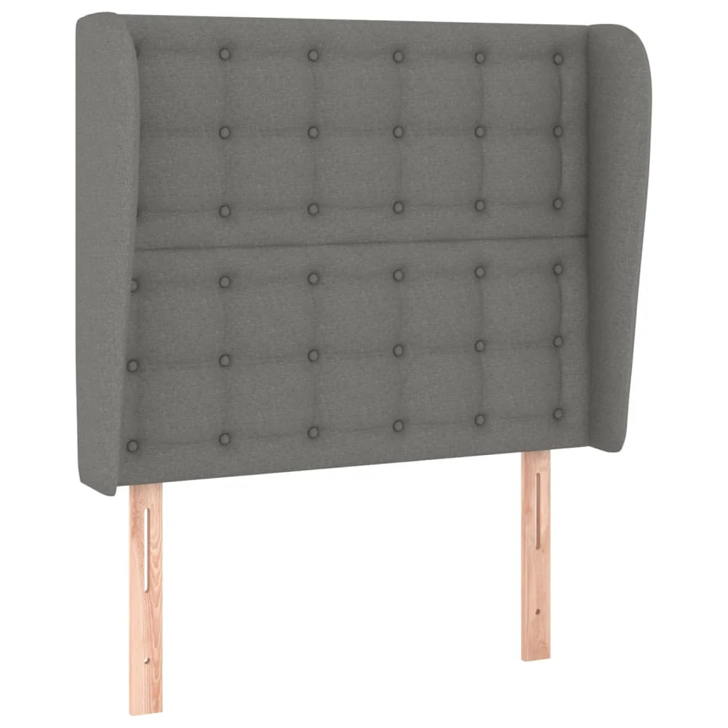 sengegavl med kanter 103x23x118/128 cm stof mørkegrå - Image 2