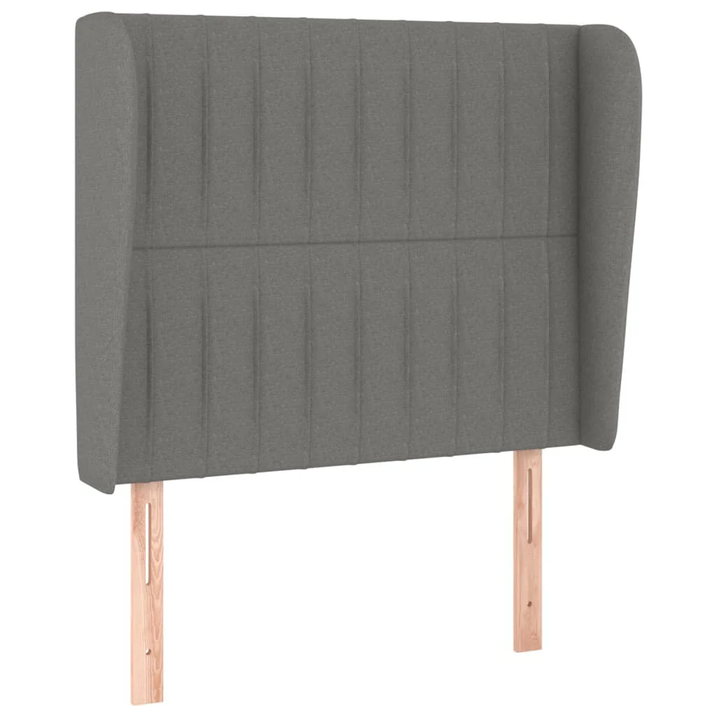 sengegavl med kanter 103x23x118/128 cm stof mørkegrå - Image 2