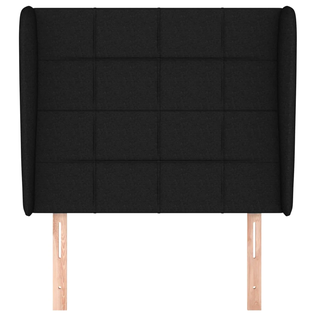 sengegavl med kanter 103x23x118/128 cm stof sort - Image 3