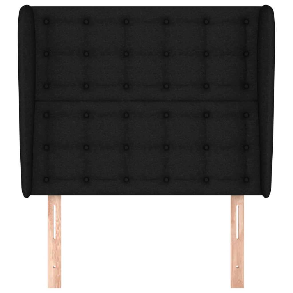 sengegavl med kanter 103x23x118/128 cm stof sort - Image 3