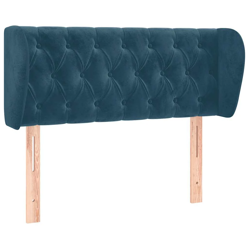 sengegavl med kanter 103x23x78/88 cm fløjl mørkeblå - Image 2
