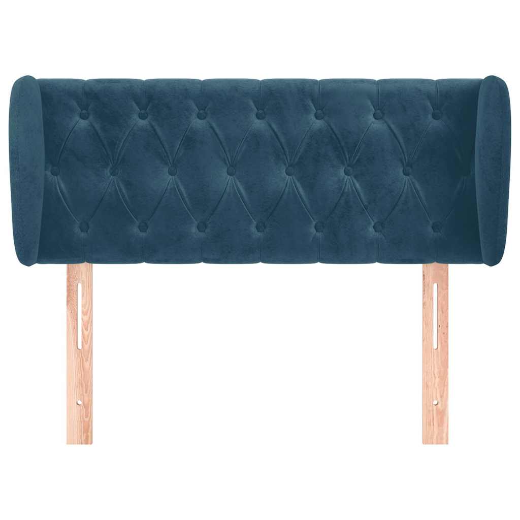 sengegavl med kanter 103x23x78/88 cm fløjl mørkeblå - Image 3