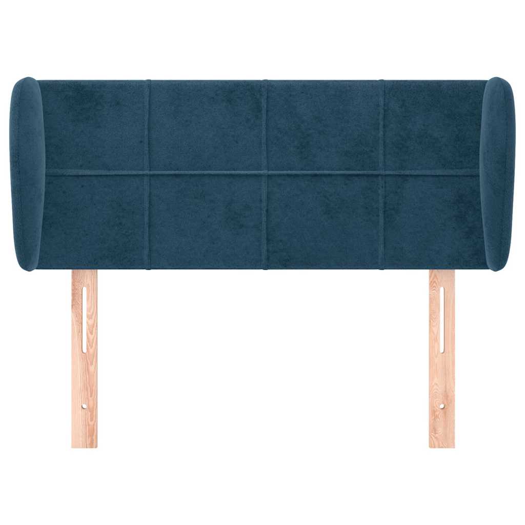 sengegavl med kanter 103x23x78/88 cm fløjl mørkeblå - Image 3
