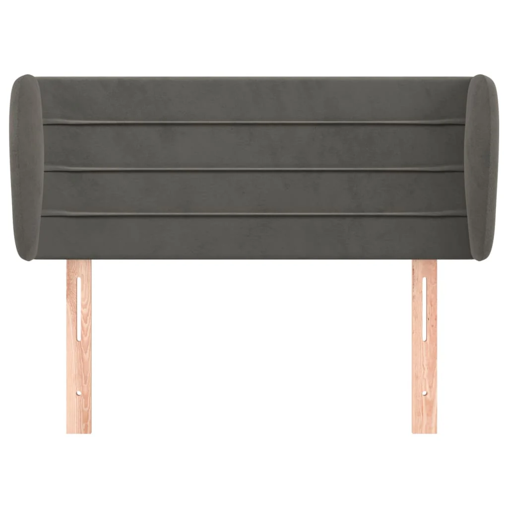 sengegavl med kanter 103x23x78/88 cm fløjl mørkegrå - Image 3