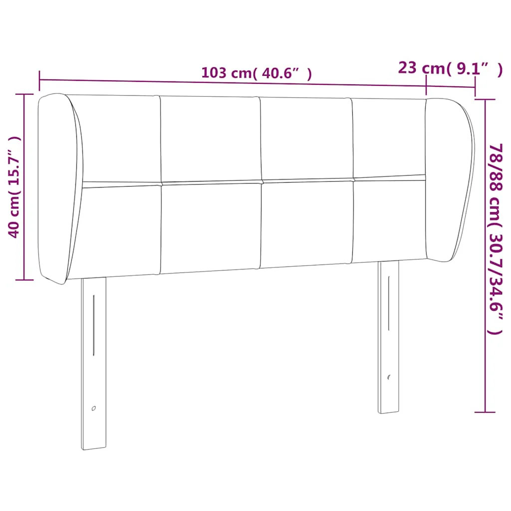 sengegavl med kanter 103x23x78/88 cm fløjl mørkegrøn - Image 8