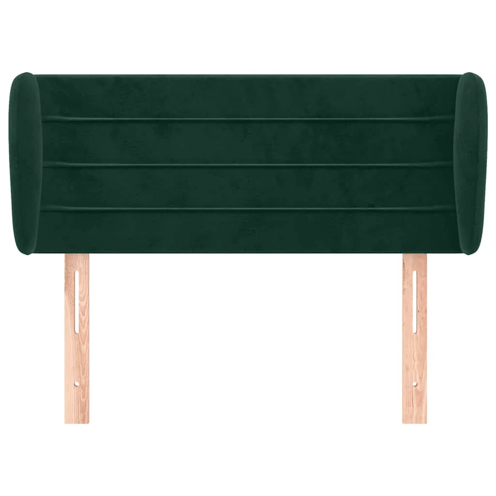 sengegavl med kanter 103x23x78/88 cm fløjl mørkegrøn - Image 3