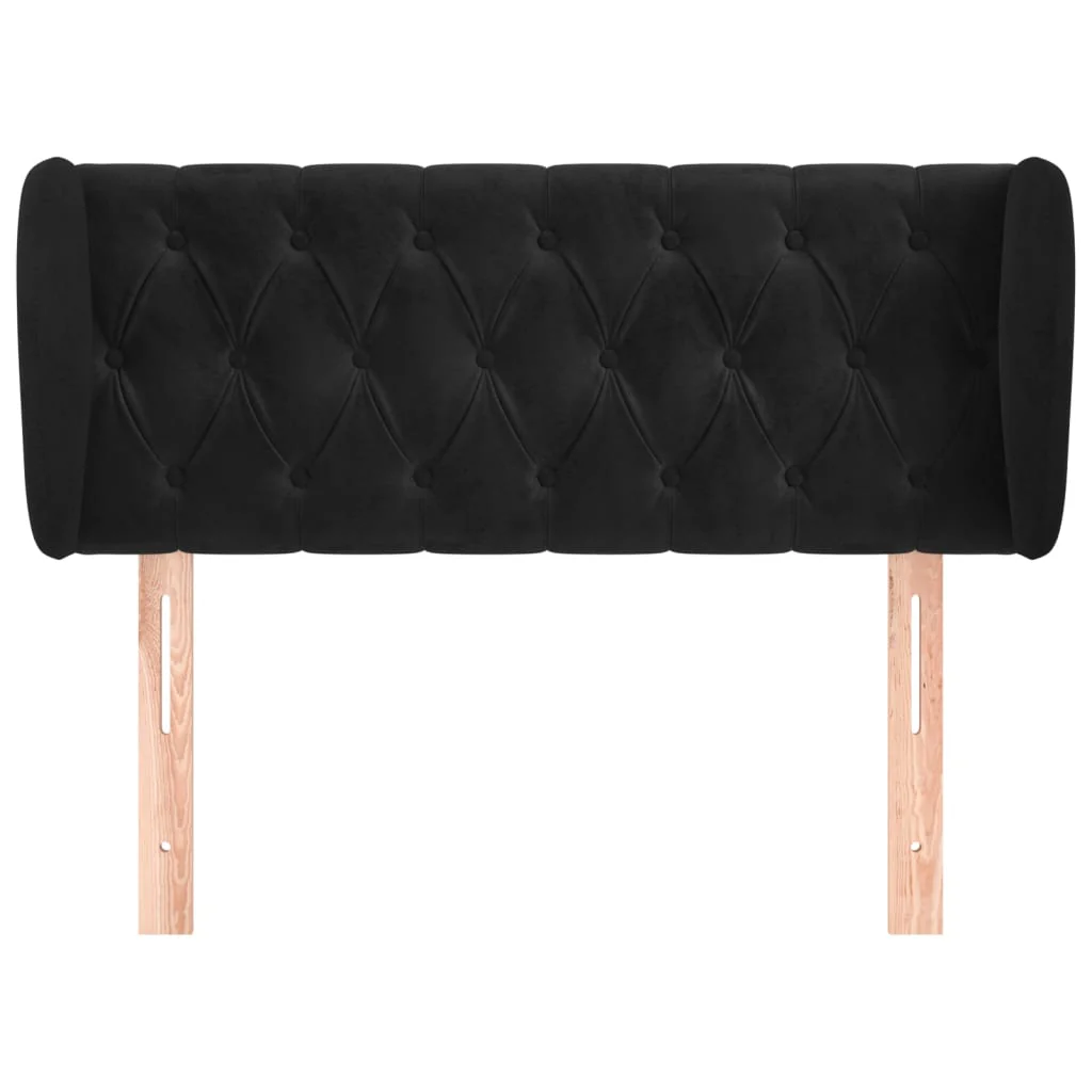 sengegavl med kanter 103x23x78/88 cm fløjl sort - Image 3