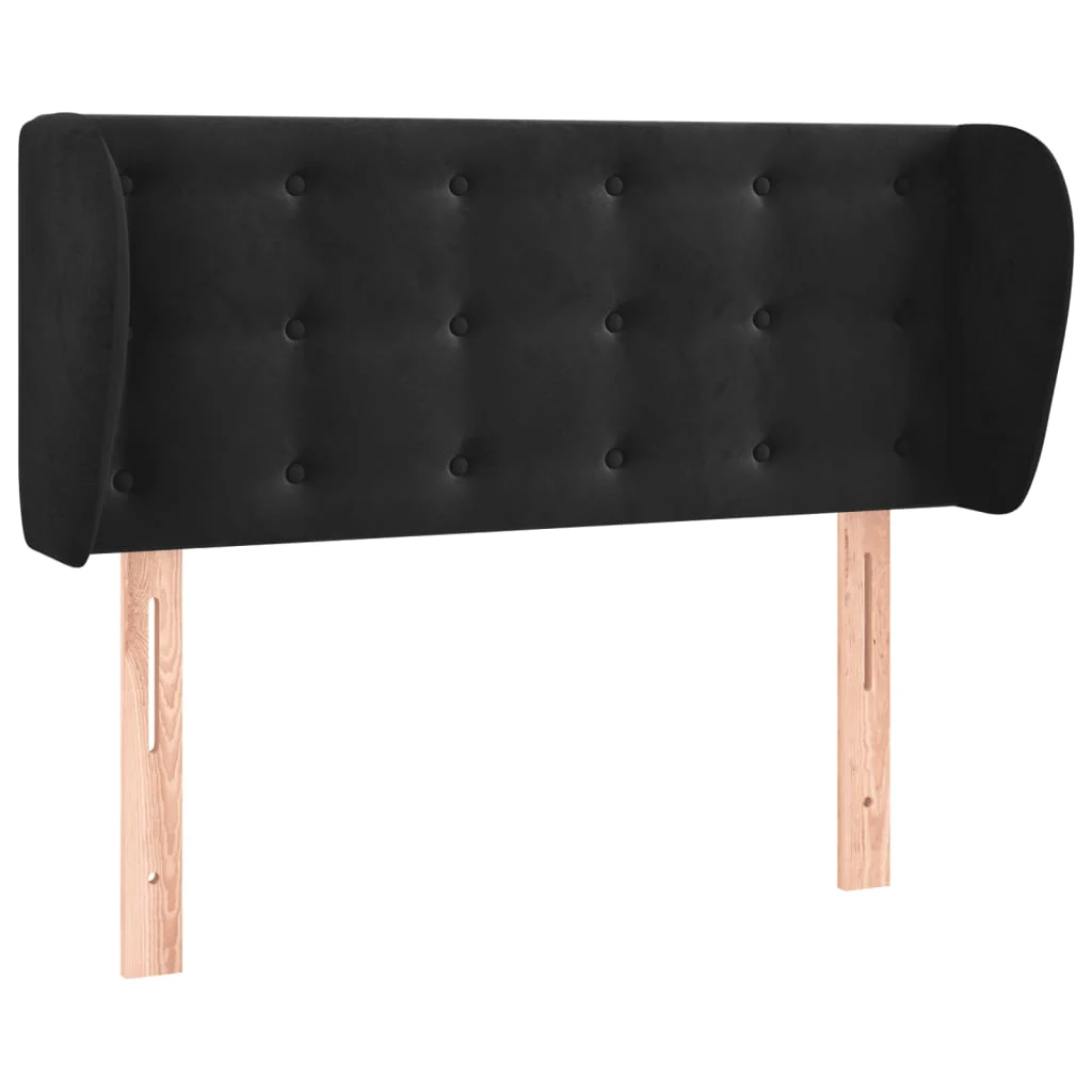 sengegavl med kanter 103x23x78/88 cm fløjl sort - Image 2
