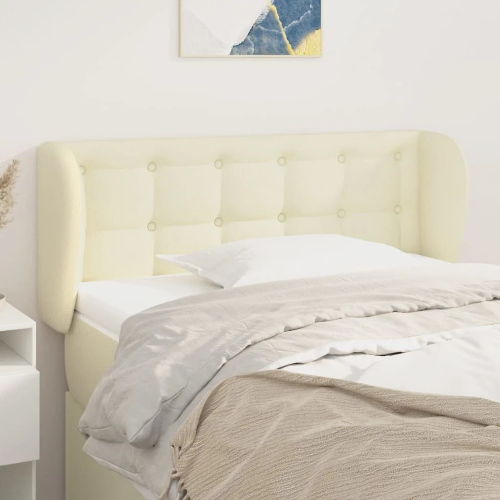sengegavl med kanter 103x23x78/88 cm kunstlæder cremefarvet