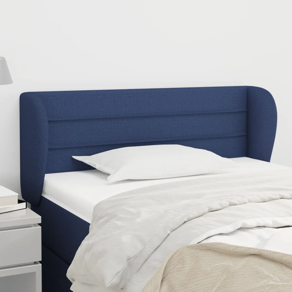 sengegavl med kanter 103x23x78/88 cm stof blå