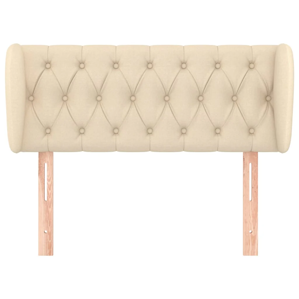 sengegavl med kanter 103x23x78/88 cm stof cremefarvet - Image 3