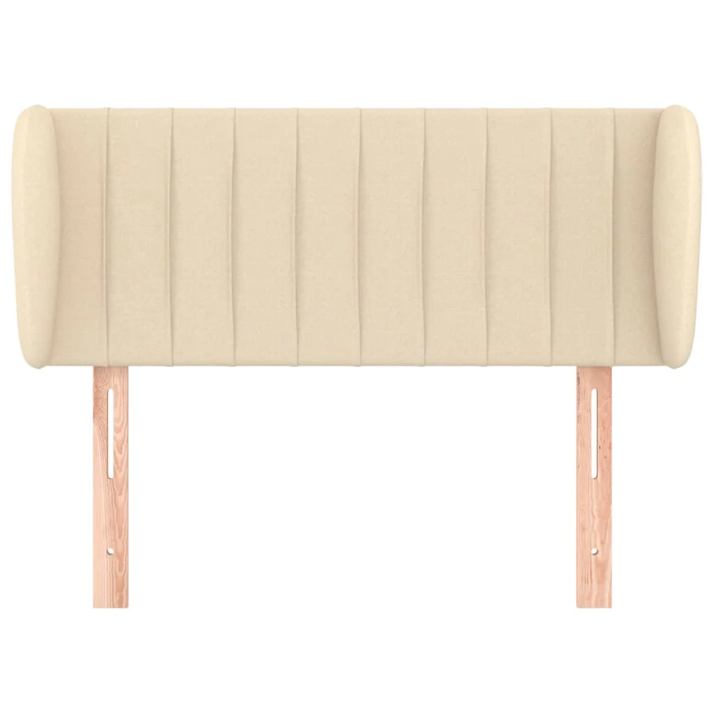 sengegavl med kanter 103x23x78/88 cm stof cremefarvet - Image 3