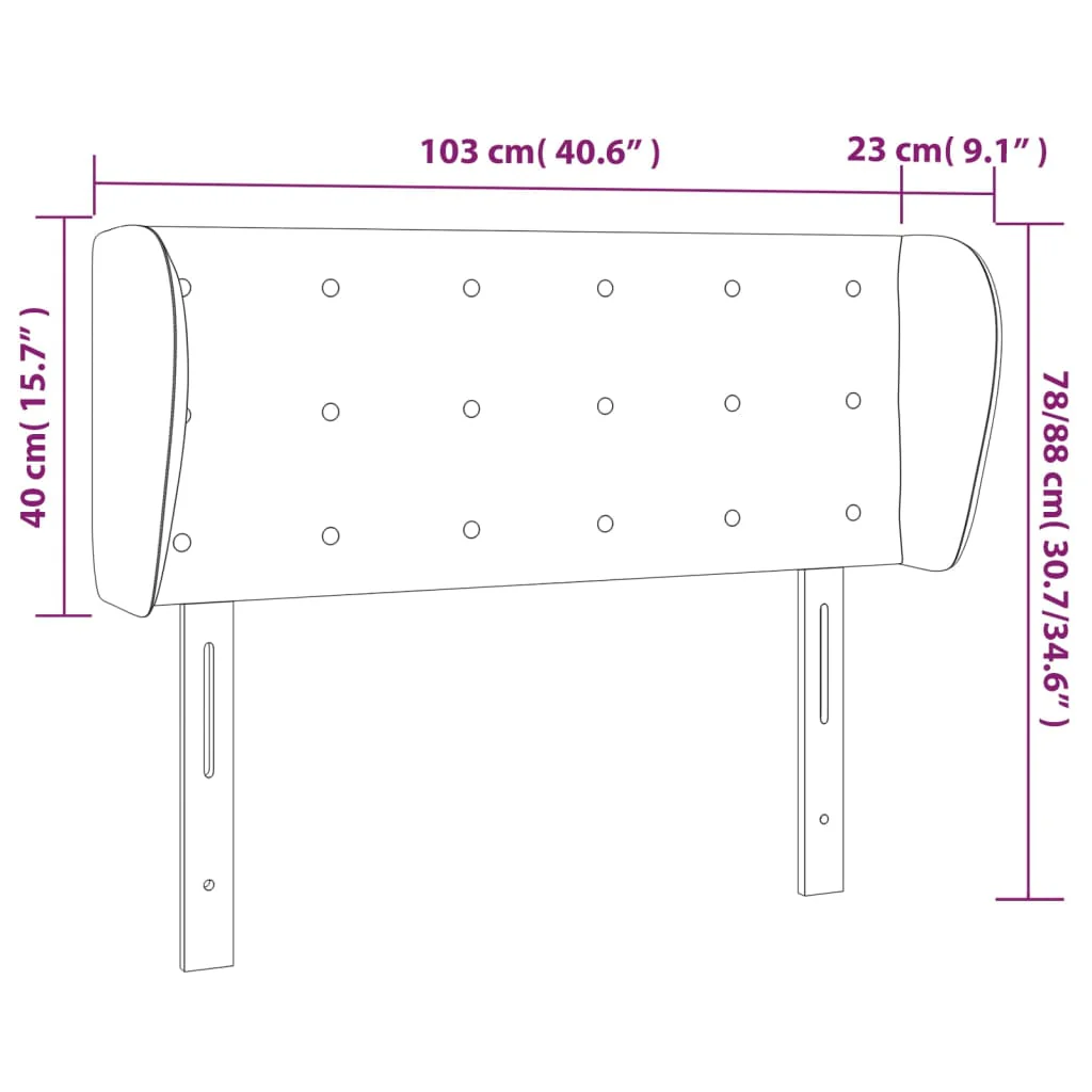 sengegavl med kanter 103x23x78/88 cm stof gråbrun - Image 8