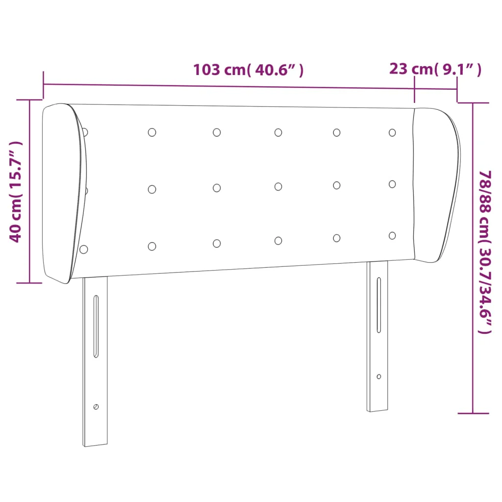 sengegavl med kanter 103x23x78/88 cm stof mørkegrå - Image 8
