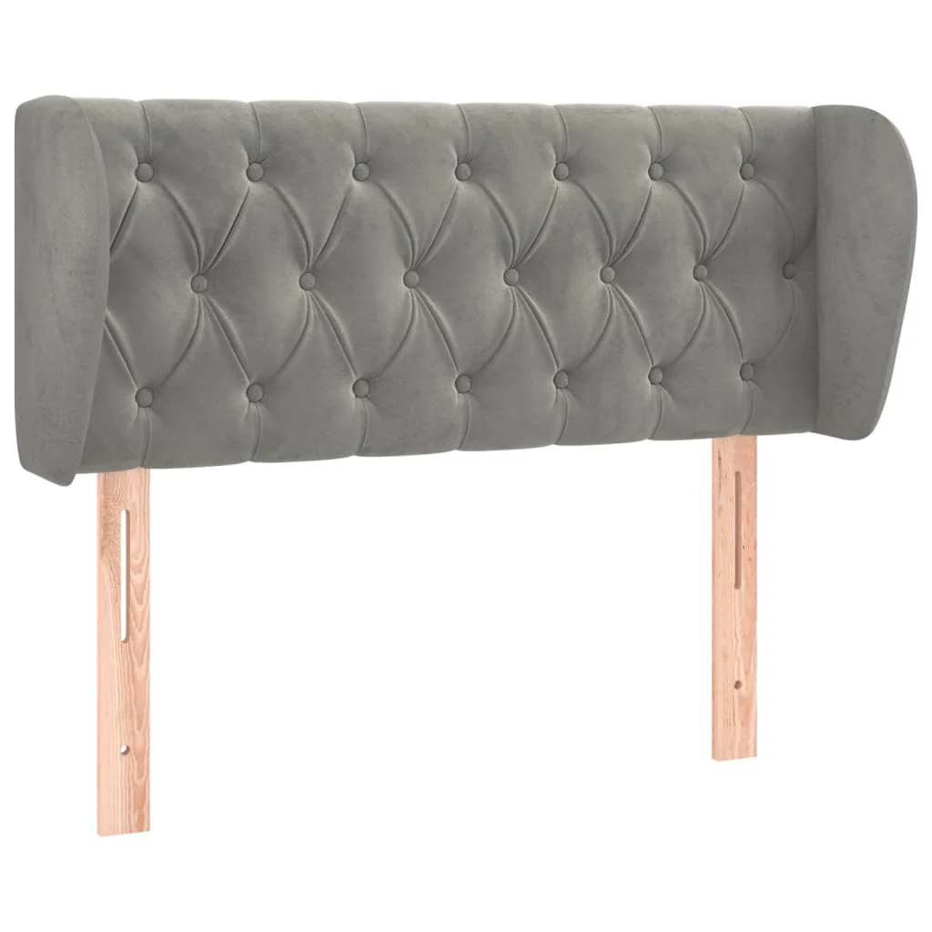 sengegavl med kanter 103x23x78/88cm fløjl lysegrå - Image 2
