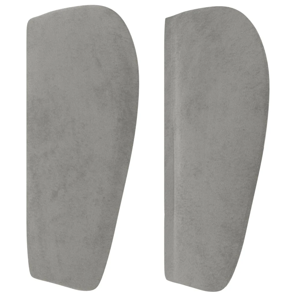 sengegavl med kanter 103x23x78/88cm fløjl lysegrå - Image 4