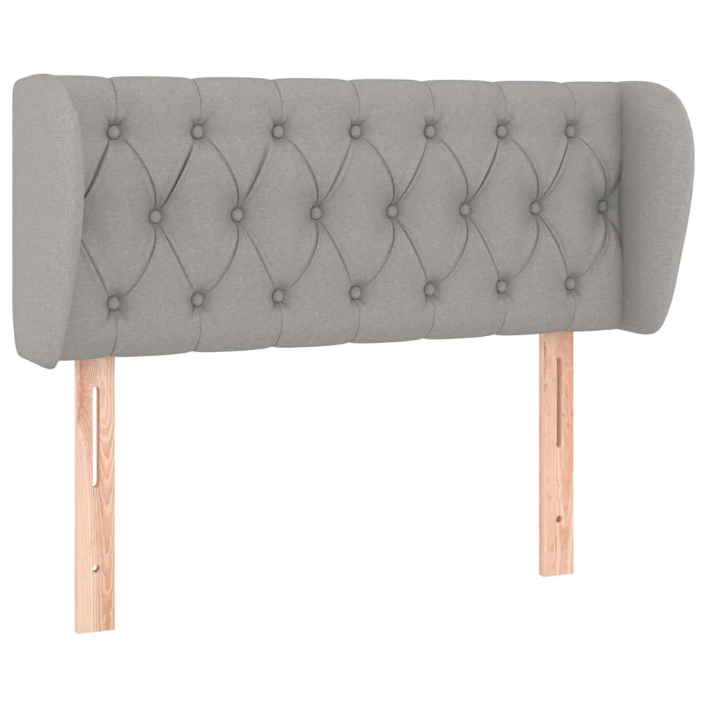 sengegavl med kanter 103x23x78/88cm stof lysegrå - Image 2