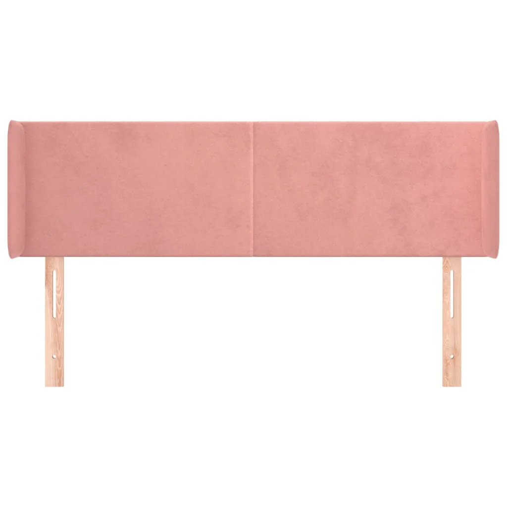 sengegavl med kanter 147x16x78/88 cm fløjl lyserød - Image 3