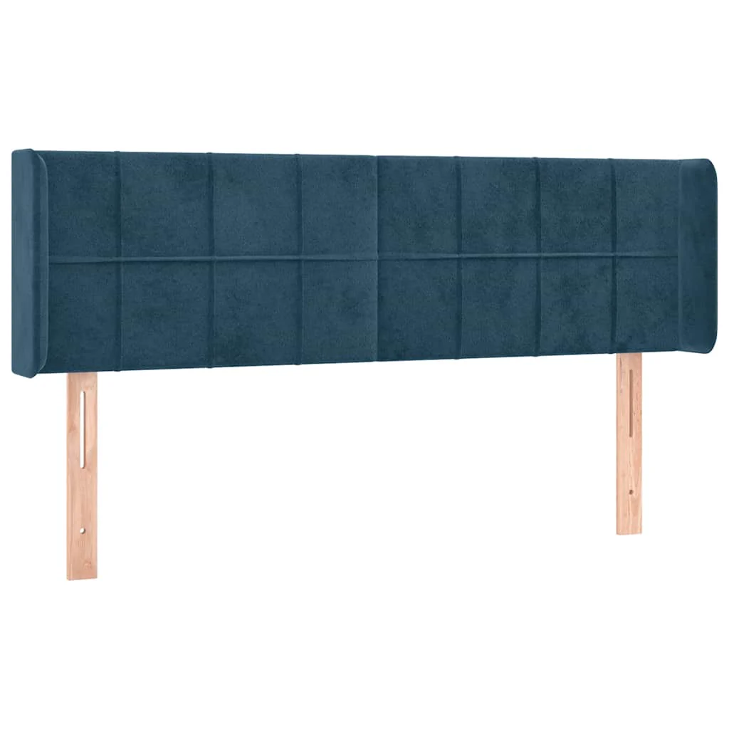 sengegavl med kanter 147x16x78/88 cm fløjl mørkeblå - Image 2