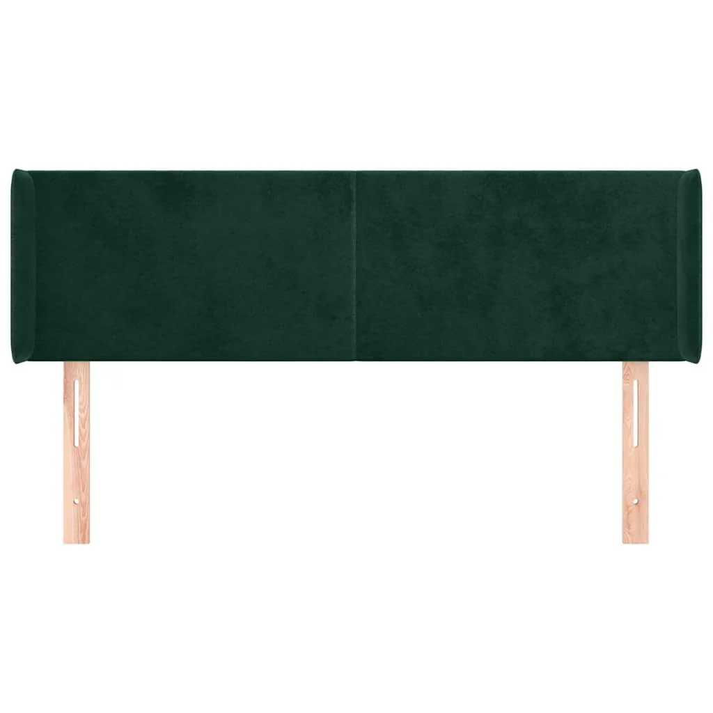 sengegavl med kanter 147x16x78/88 cm fløjl mørkegrøn - Image 3