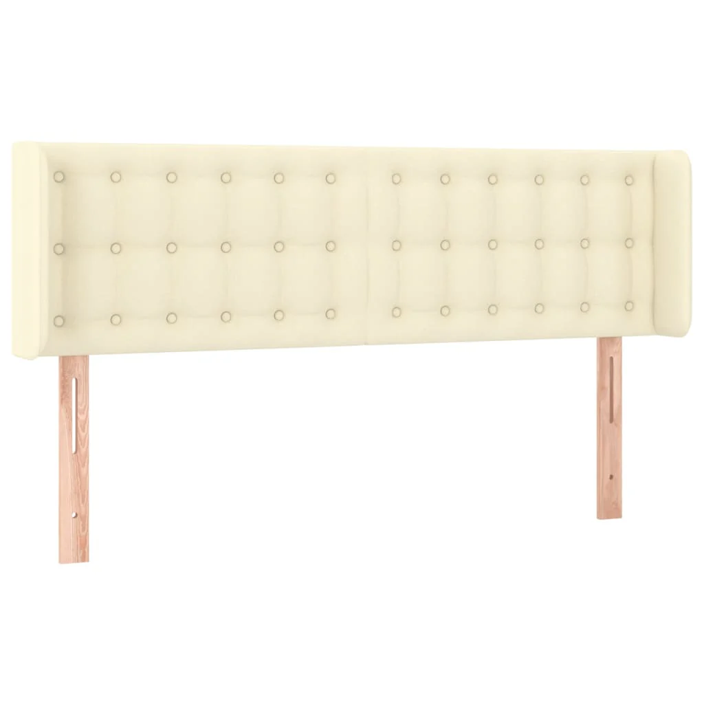 sengegavl med kanter 147x16x78/88 cm kunstlæder cremefarvet - Image 2