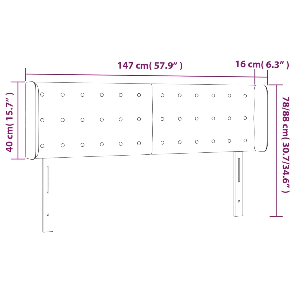sengegavl med kanter 147x16x78/88 cm kunstlæder cremefarvet - Image 8