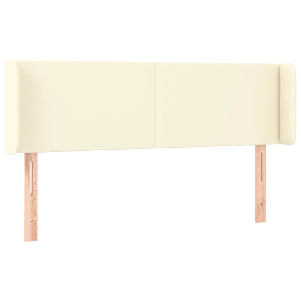 sengegavl med kanter 147x16x78/88 cm kunstlæder cremefarvet - Image 2