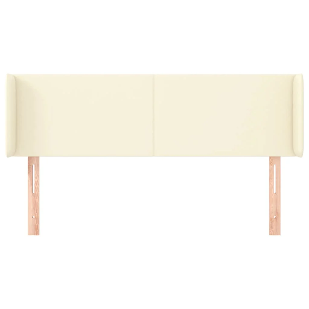 sengegavl med kanter 147x16x78/88 cm kunstlæder cremefarvet - Image 3