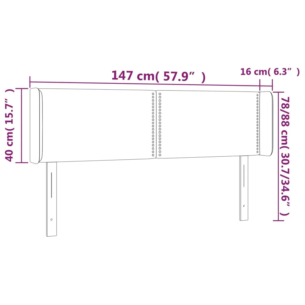 sengegavl med kanter 147x16x78/88 cm kunstlæder grå - Image 8