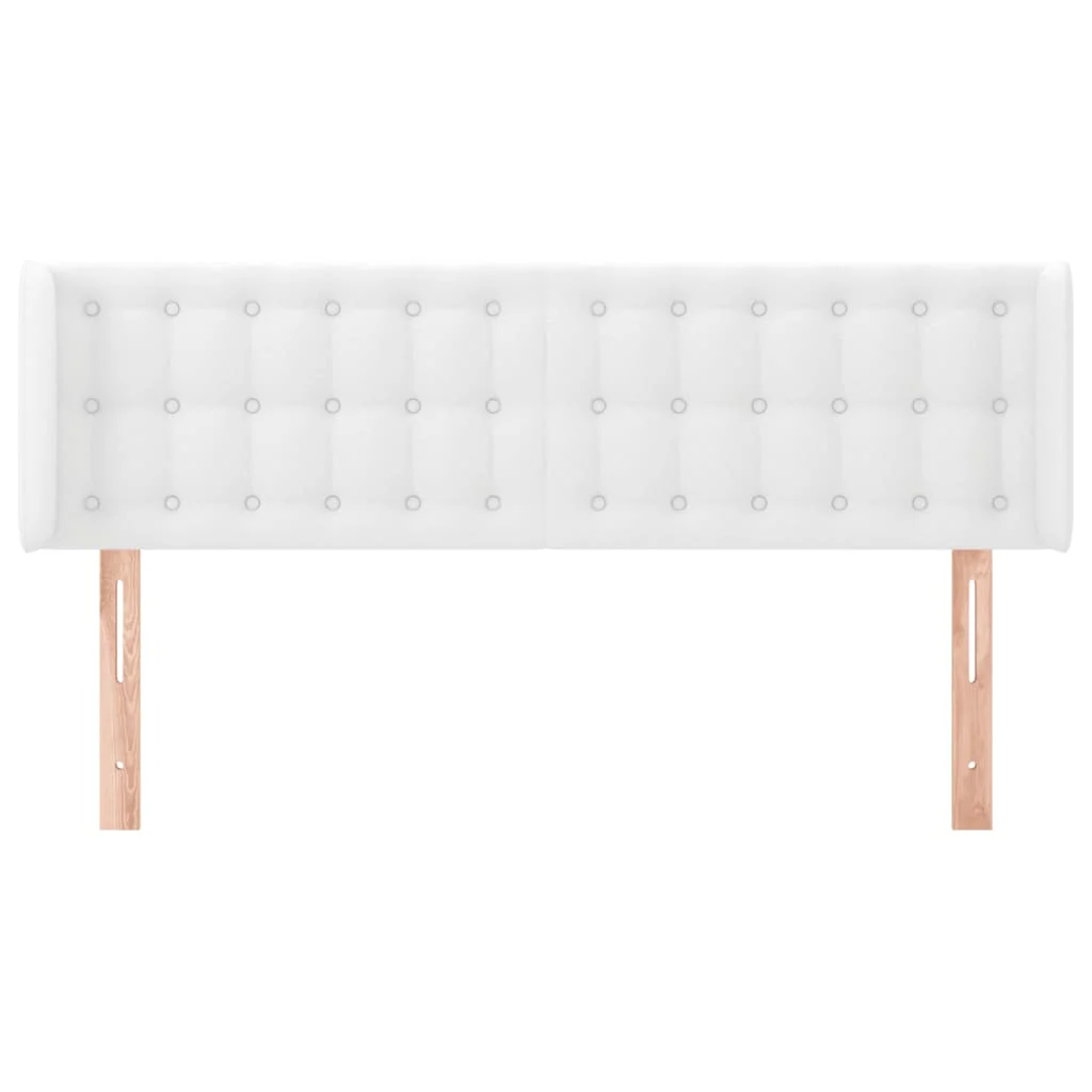 sengegavl med kanter 147x16x78/88 cm kunstlæder hvid - Image 3