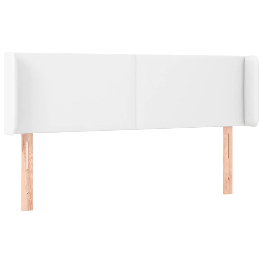 sengegavl med kanter 147x16x78/88 cm kunstlæder hvid - Image 2