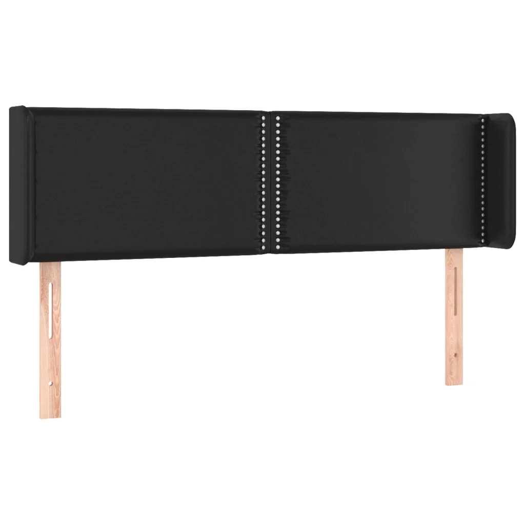 sengegavl med kanter 147x16x78/88 cm kunstlæder sort - Image 2