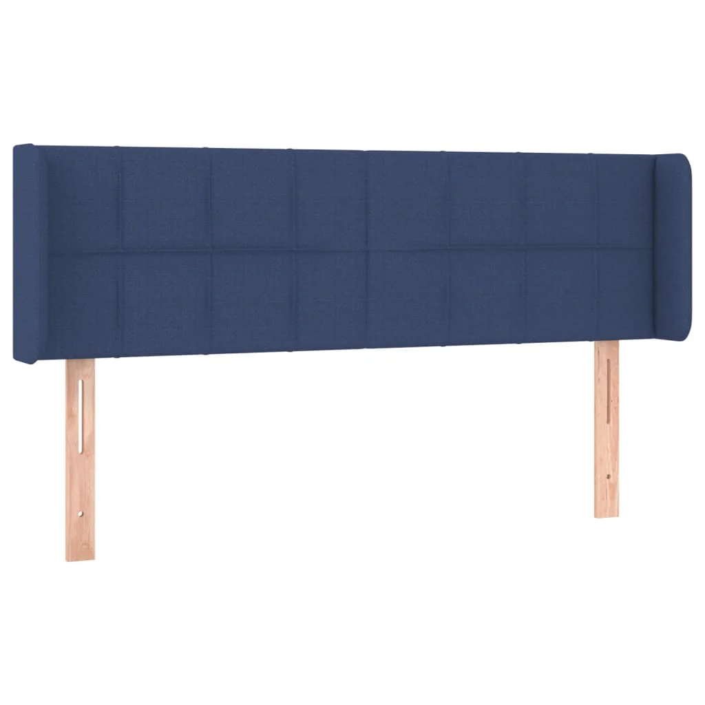 sengegavl med kanter 147x16x78/88 cm stof blå - Image 2