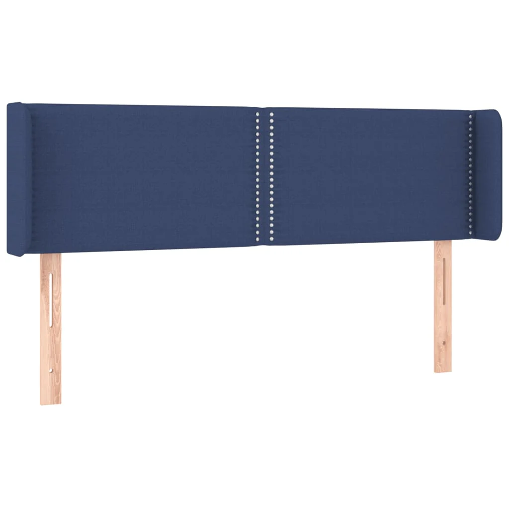 sengegavl med kanter 147x16x78/88 cm stof blå - Image 2