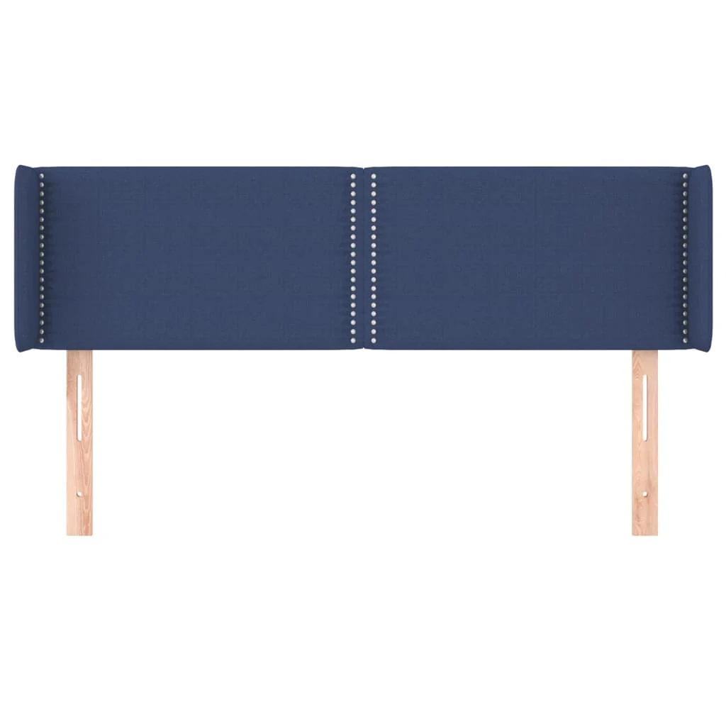 sengegavl med kanter 147x16x78/88 cm stof blå - Image 3