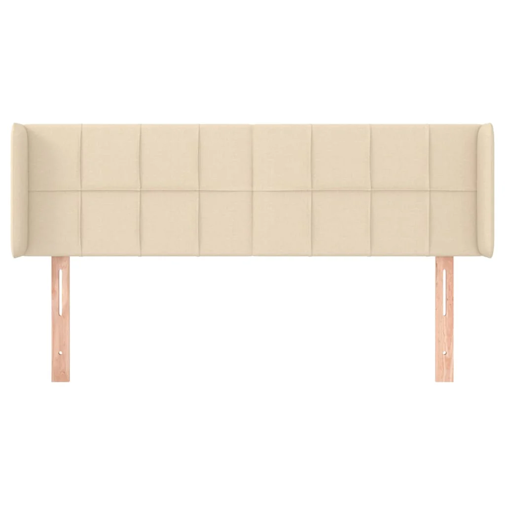 sengegavl med kanter 147x16x78/88 cm stof cremefarvet - Image 3