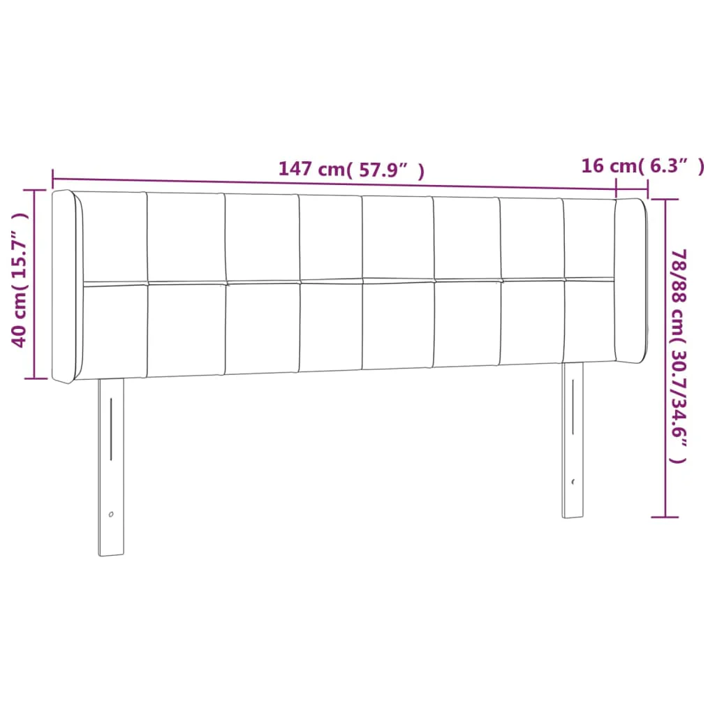 sengegavl med kanter 147x16x78/88 cm stof cremefarvet - Image 8