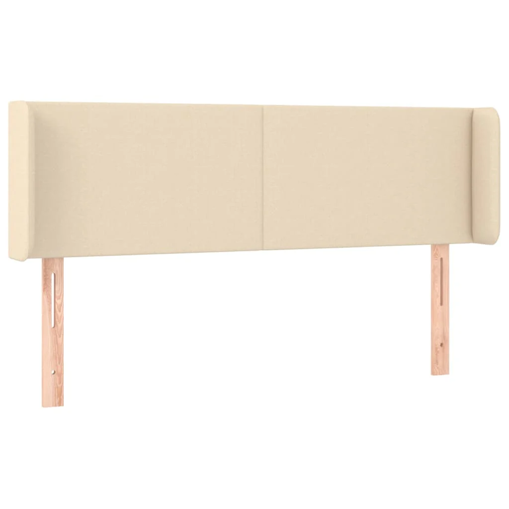 sengegavl med kanter 147x16x78/88 cm stof cremefarvet - Image 2