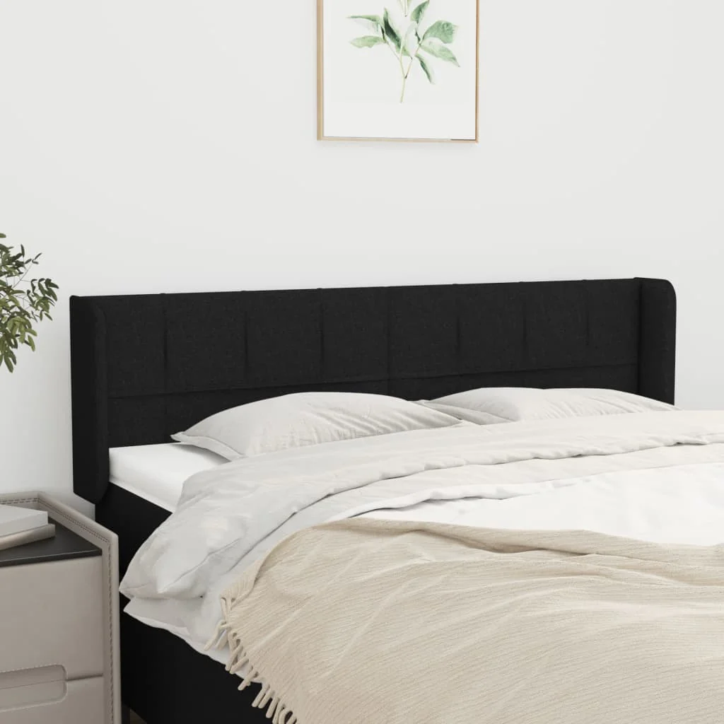 sengegavl med kanter 147x16x78/88 cm stof sort