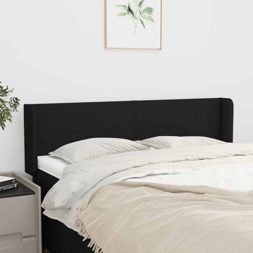 sengegavl med kanter 147x16x78/88 cm stof sort